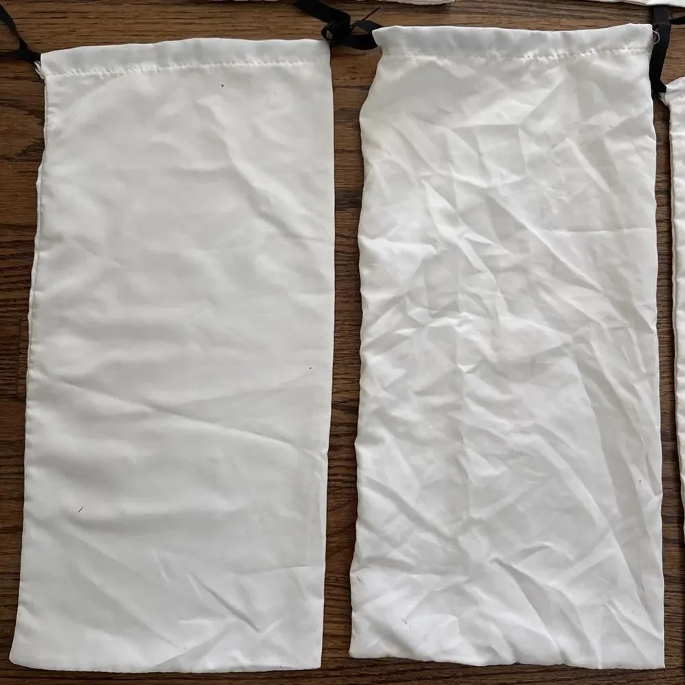 Lot of 7 Gucci White Satin Drawstring Dust Bags for Shoes Accessories 17x8”